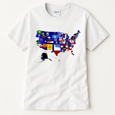 United States Map With Embeded Flags Tall T-Shirt