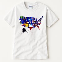 United States Map With Embeded Flags Tall T-Shirt