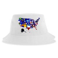 United States Map With Embeded Flags Sustainable Bucket Hat