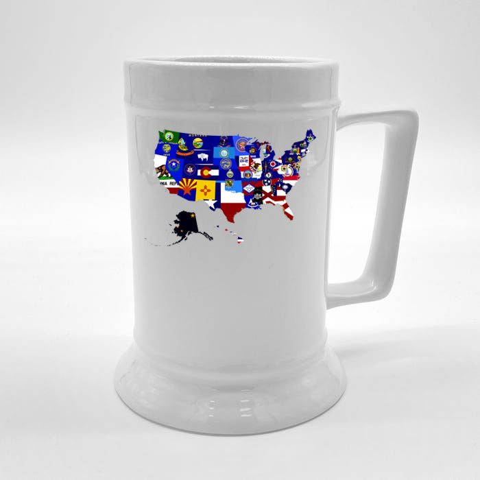 United States Map With Embeded Flags Beer Stein