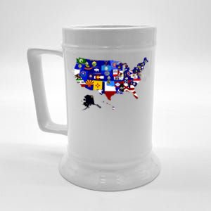 United States Map With Embeded Flags Beer Stein