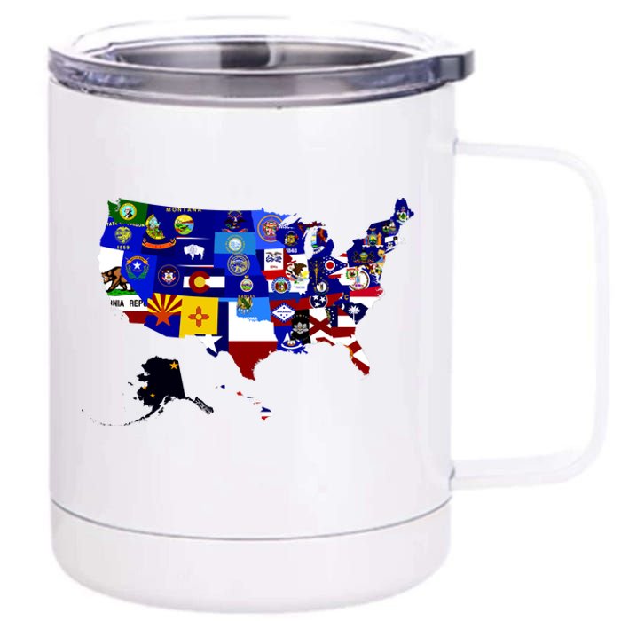 United States Map With Embeded Flags 12 oz Stainless Steel Tumbler Cup