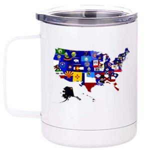 United States Map With Embeded Flags 12 oz Stainless Steel Tumbler Cup