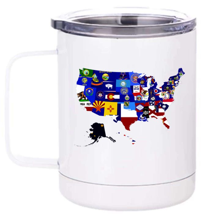 United States Map With Embeded Flags 12 oz Stainless Steel Tumbler Cup