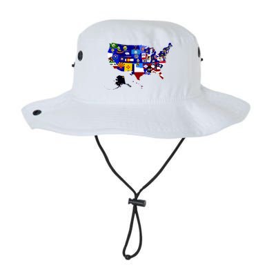 United States Map With Embeded Flags Bucket Hat