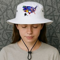 United States Map With Embeded Flags Bucket Hat