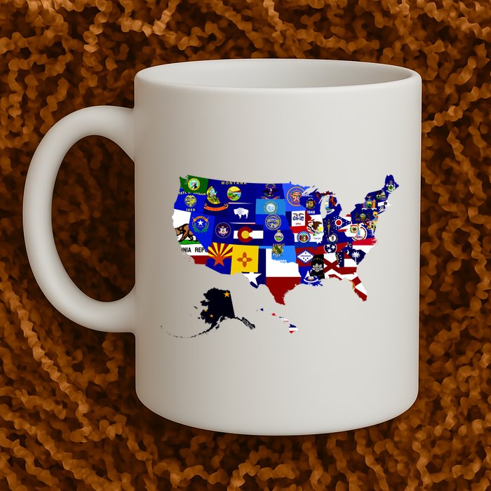 United States Map With Embeded Flags Mug