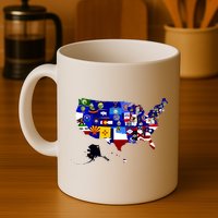 United States Map With Embeded Flags Mug
