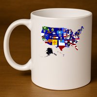 United States Map With Embeded Flags 11oz C Handle Ceramic Mug