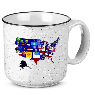 United States Map With Embeded Flags 15oz Campfire Ceramic Mug
