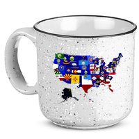 United States Map With Embeded Flags 15oz Campfire Ceramic Mug