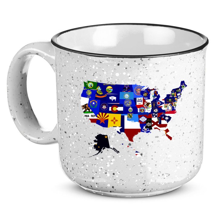 United States Map With Embeded Flags 15oz Campfire Ceramic Mug