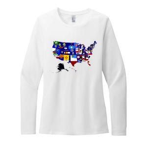 United States Map With Embeded Flags Womens CVC Long Sleeve Shirt