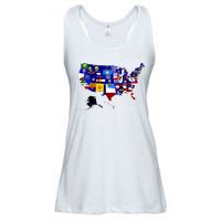 United States Map With Embeded Flags Ladies Essential Flowy Tank
