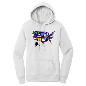 United States Map With Embeded Flags Women's Pullover Hoodie