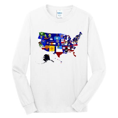 United States Map With Embeded Flags Tall Long Sleeve T-Shirt