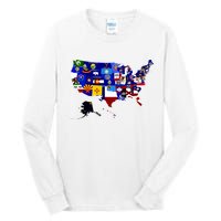 United States Map With Embeded Flags Tall Long Sleeve T-Shirt