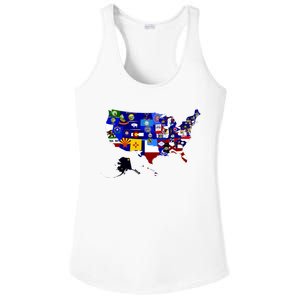 United States Map With Embeded Flags Ladies PosiCharge Competitor Racerback Tank