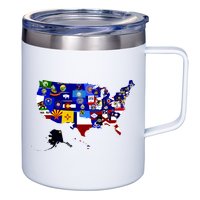 United States Map With Embeded Flags 12oz Stainless Steel Coffee Mug