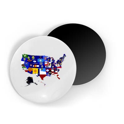 United States Map With Embeded Flags Magnet