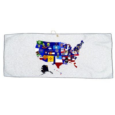 United States Map With Embeded Flags Large Microfiber Waffle Golf Towel