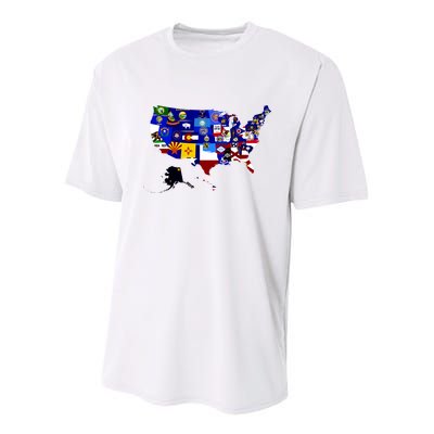 United States Map With Embeded Flags Youth Performance Sprint T-Shirt
