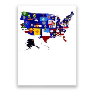 United States Map With Embeded Flags Poster