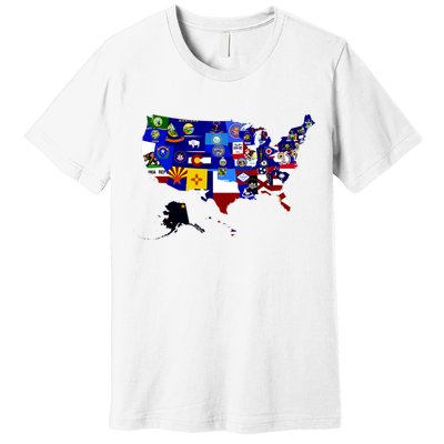 United States Map With Embeded Flags Premium T-Shirt