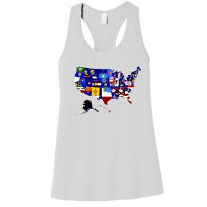 United States Map With Embeded Flags Women's Racerback Tank