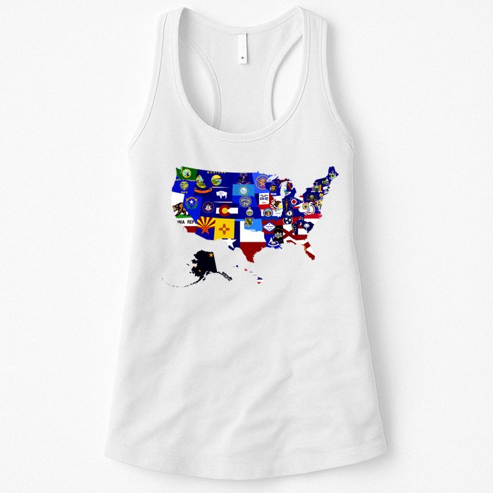 United States Map With Embeded Flags Womens Tank Top