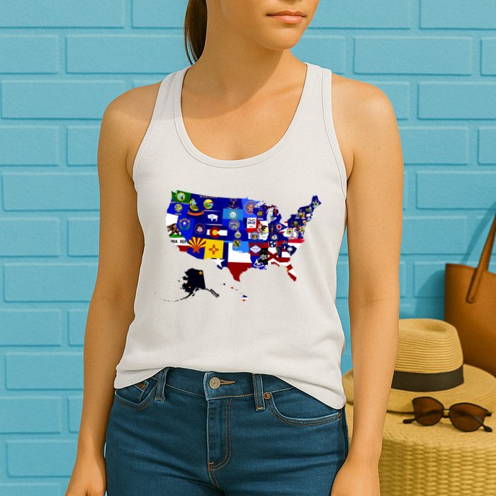 United States Map With Embeded Flags Womens Tank Top