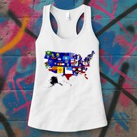 United States Map With Embeded Flags Womens Tank Top