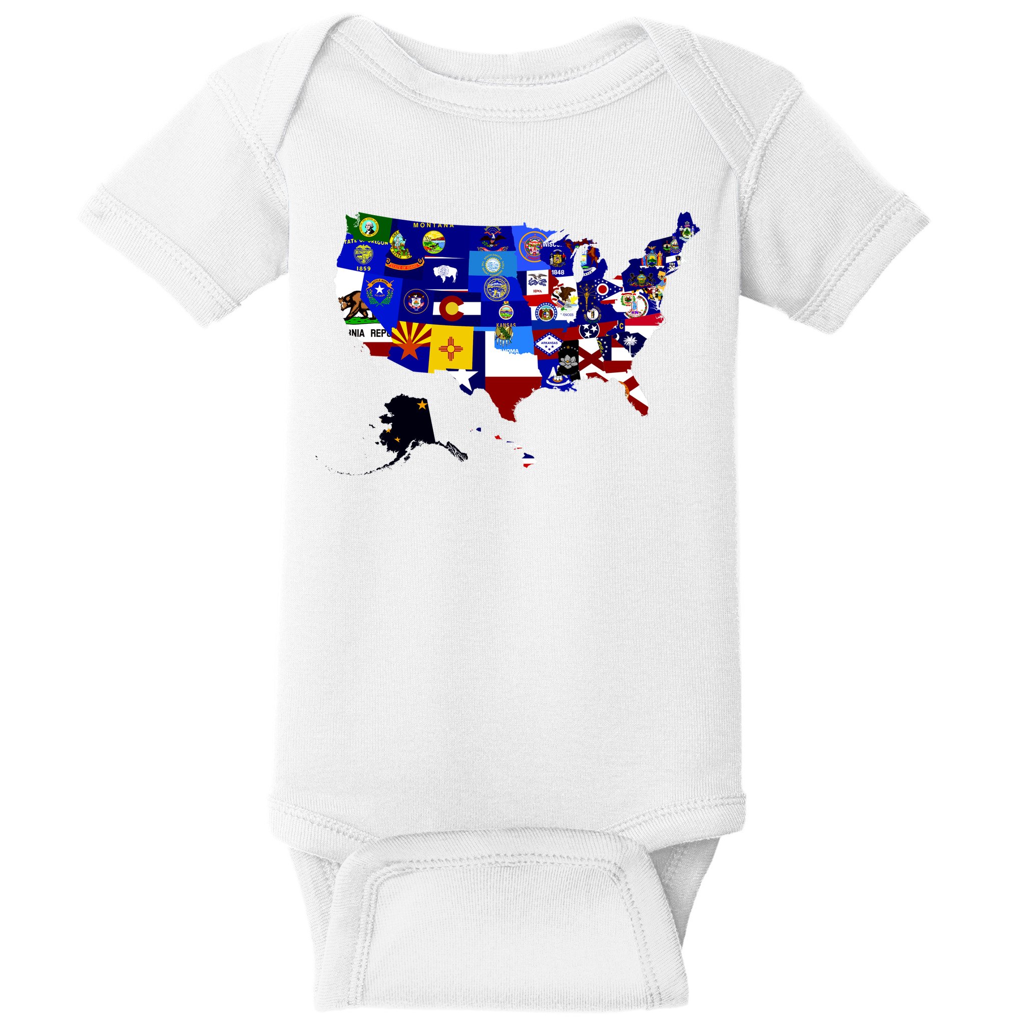 United States Map With Embeded Flags Baby Bodysuit