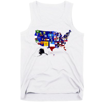 United States Map With Embeded Flags Tank Top