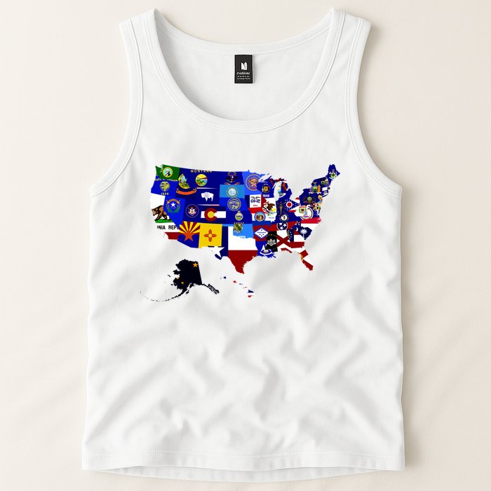 United States Map With Embeded Flags Tank Top