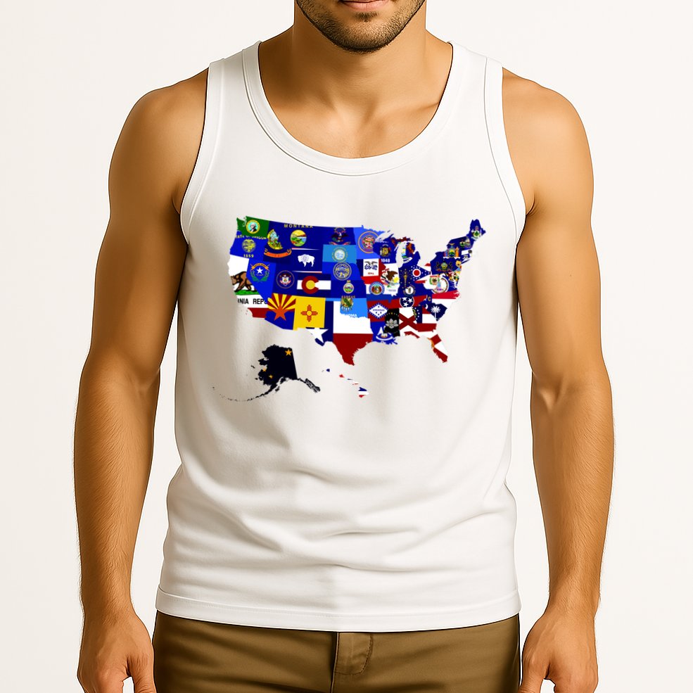 United States Map With Embeded Flags Tank Top