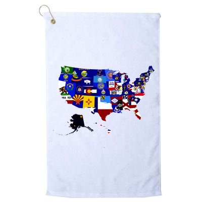 United States Map With Embeded Flags Golf Towel