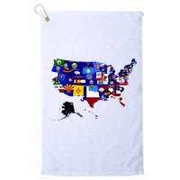 United States Map With Embeded Flags Golf Towel