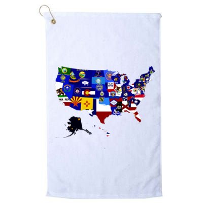 United States Map With Embeded Flags Platinum Collection Golf Towel