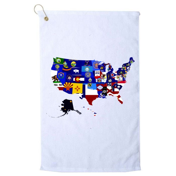 United States Map With Embeded Flags Golf Towel