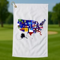 United States Map With Embeded Flags Golf Towel
