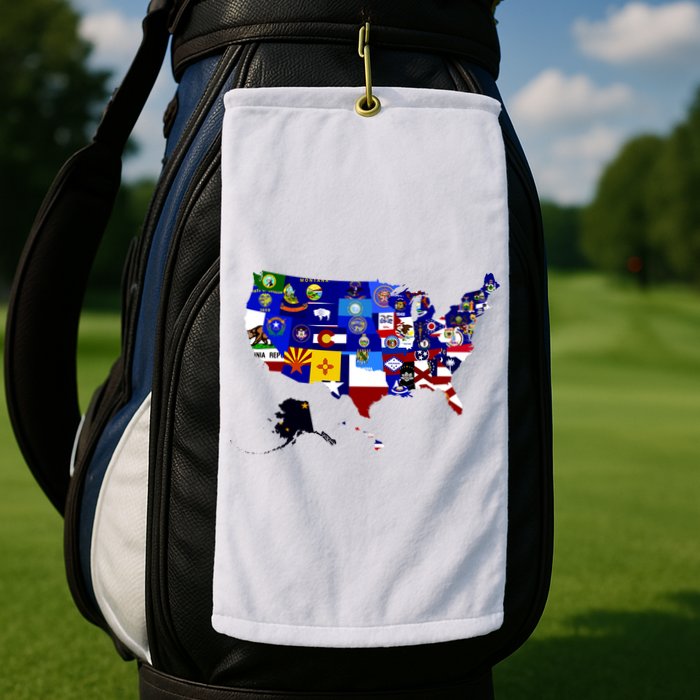 United States Map With Embeded Flags Golf Towel