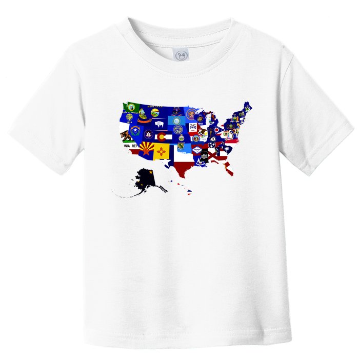 United States Map With Embeded Flags Toddler T-Shirt