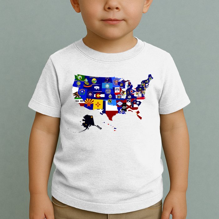 United States Map With Embeded Flags Toddler T-Shirt