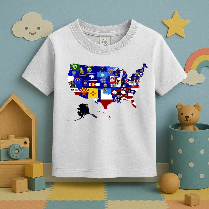 United States Map With Embeded Flags Toddler T-Shirt