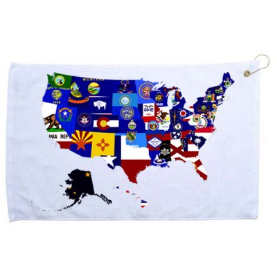 United States Map With Embeded Flags Grommeted Golf Towel