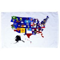 United States Map With Embeded Flags Microfiber Hand Towel