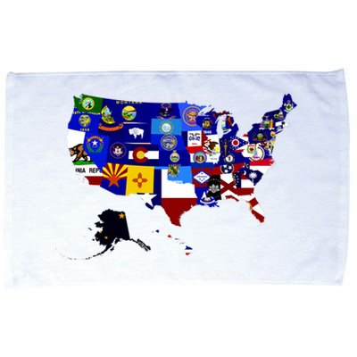 United States Map With Embeded Flags Microfiber Hand Towel