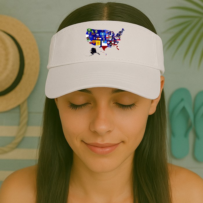 United States Map With Embeded Flags Visor