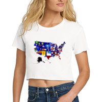 United States Map With Embeded Flags Crop Top